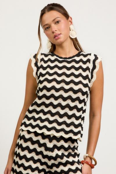 Zig Zag Striped Knit Top