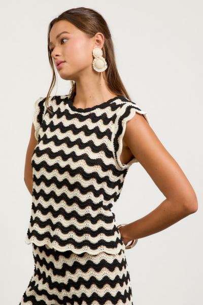 Zig Zag Striped Knit Top