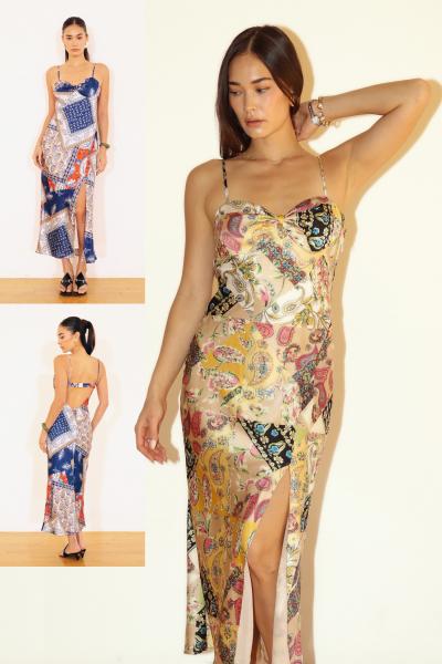 Paisley Patchwork Satin Dress