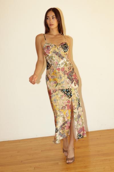 Paisley Patchwork Satin Dress