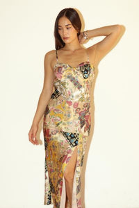 Paisley Patchwork Satin Dress