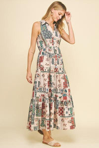 Patchwork Tiered Maxi Dress