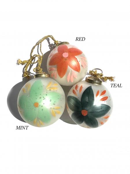 Hand-Painted Floral Glass Ornament