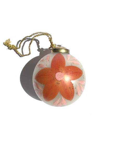 Hand-Painted Floral Glass Ornament
