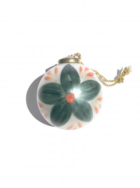 Hand-Painted Floral Glass Ornament