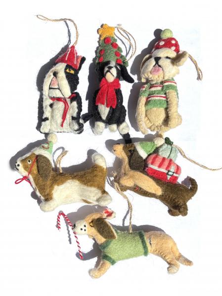 5" Handmade Felt Dog Ornament
