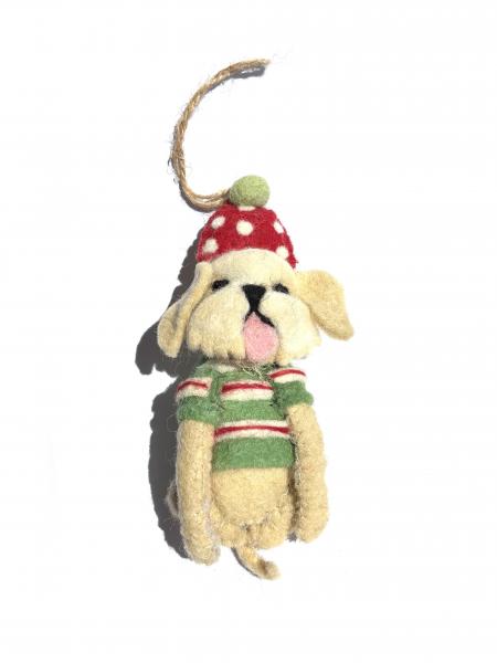 5" Handmade Felt Dog Ornament