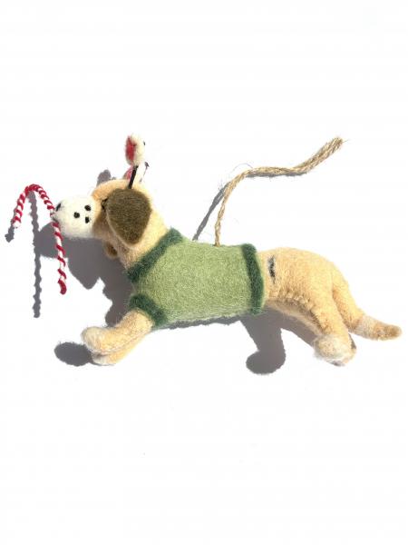 5" Handmade Felt Dog Ornament