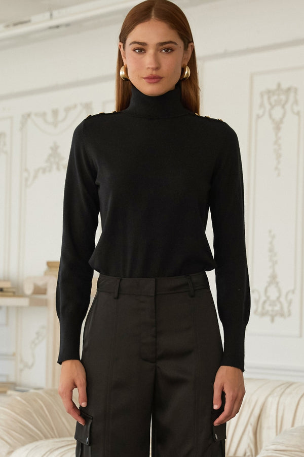Epaulette Turtleneck Sweater
