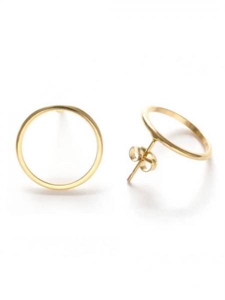 24k Gold Plate Circle Stud Earrings