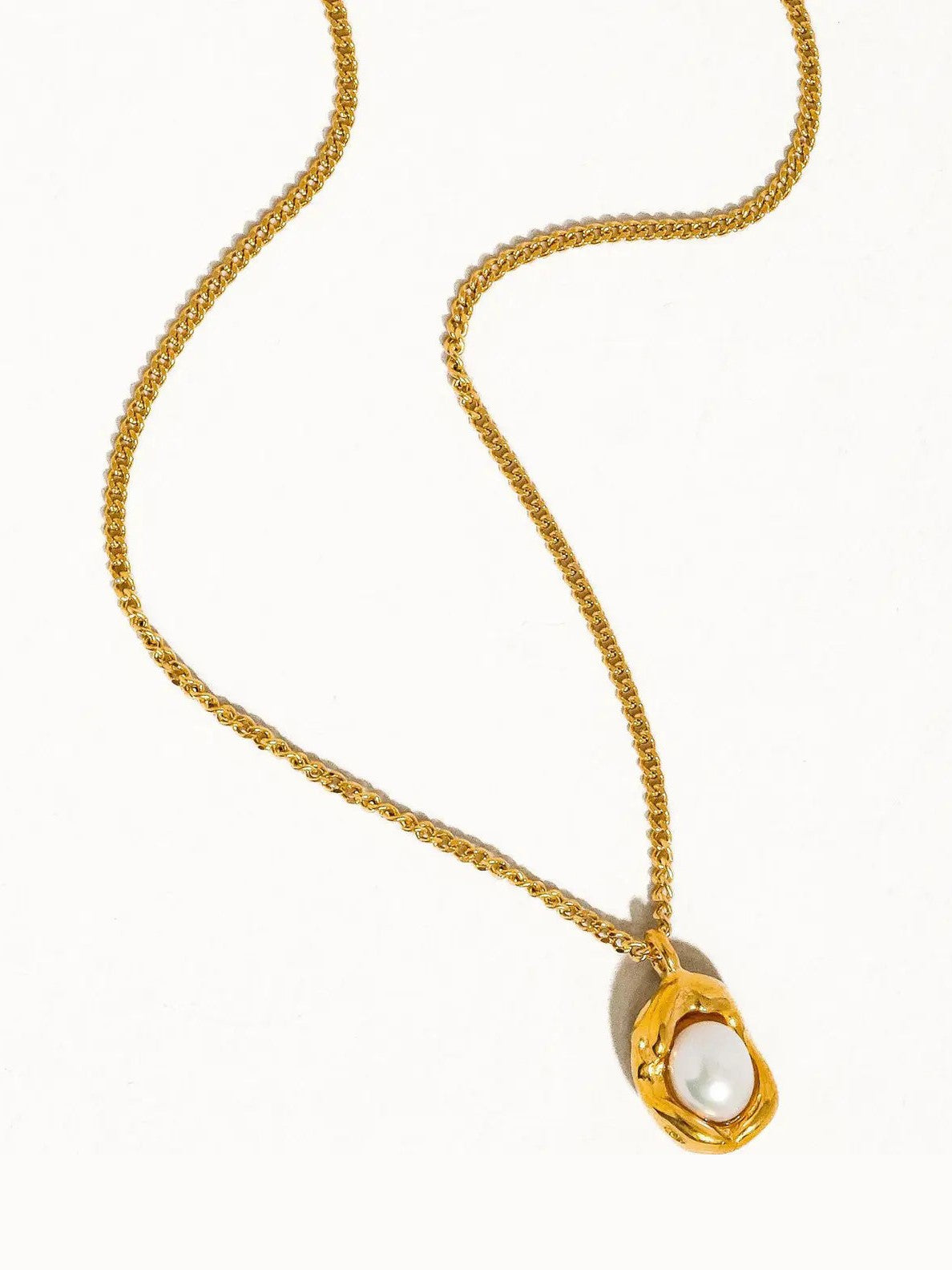 18K Plated Pearl Plunge Necklace