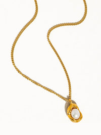18K Plated Pearl Plunge Necklace