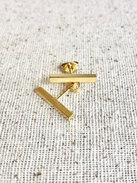 24k Gold Plate Bar Earrings