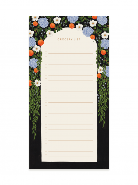 Orange Blooms Grocery Notepad