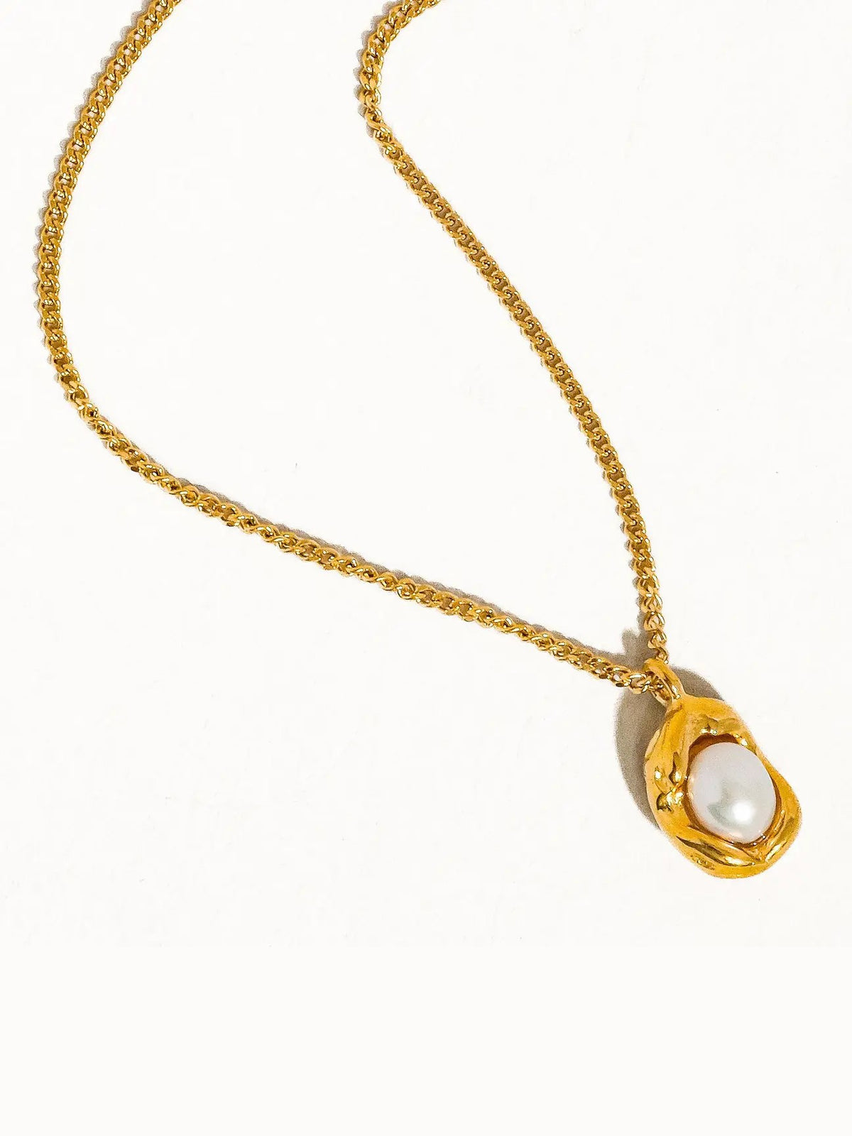 18K Plated Pearl Plunge Necklace