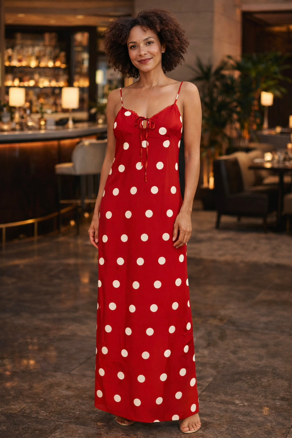 Polka Dot Tie Front Dress