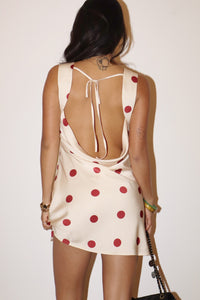 Polka Dot Draped Back Dress