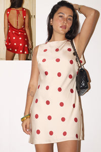 Polka Dot Draped Back Dress