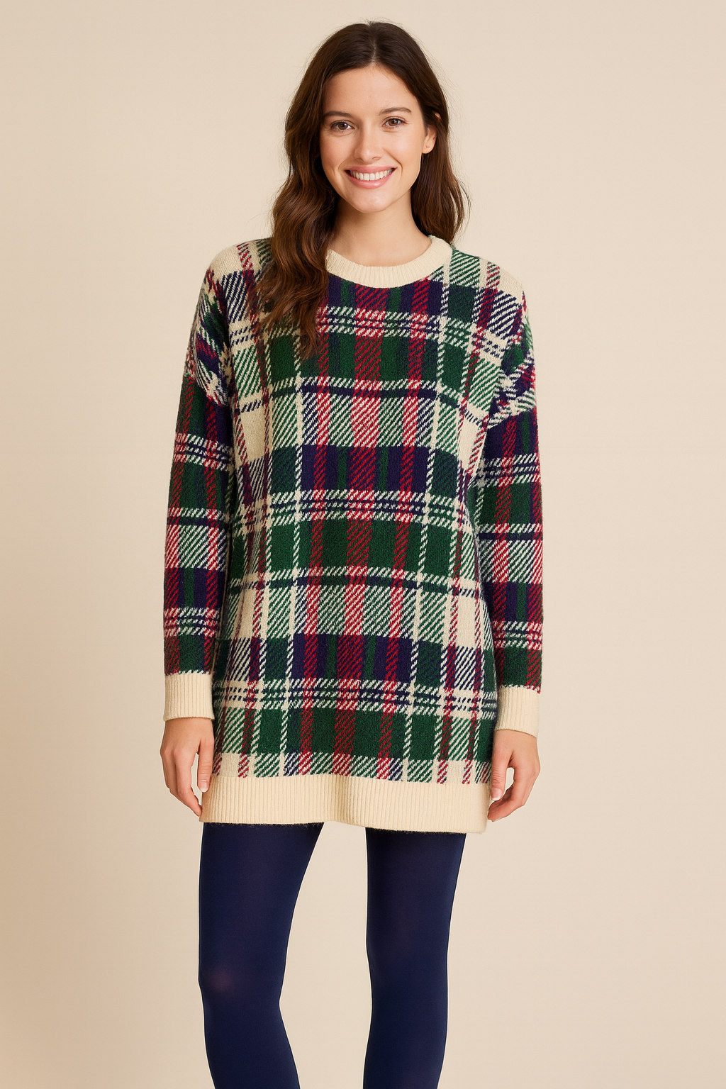 Tartan Mix Tunic Sweater
