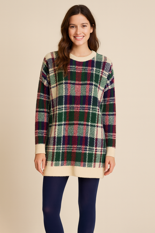 Tartan Mix Tunic Sweater
