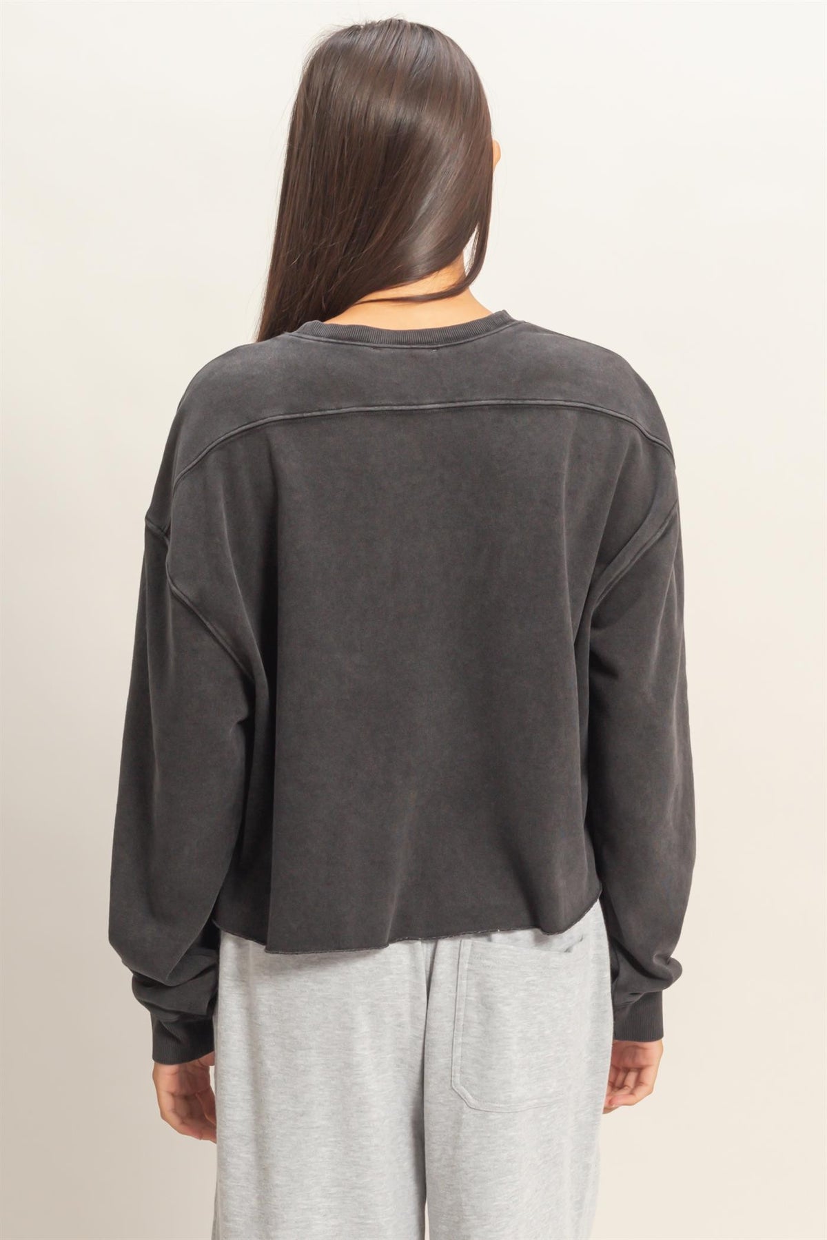 Cropped Mineral Washed Sweatshirt