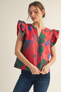 Lotus Ruffle Sleeve Top