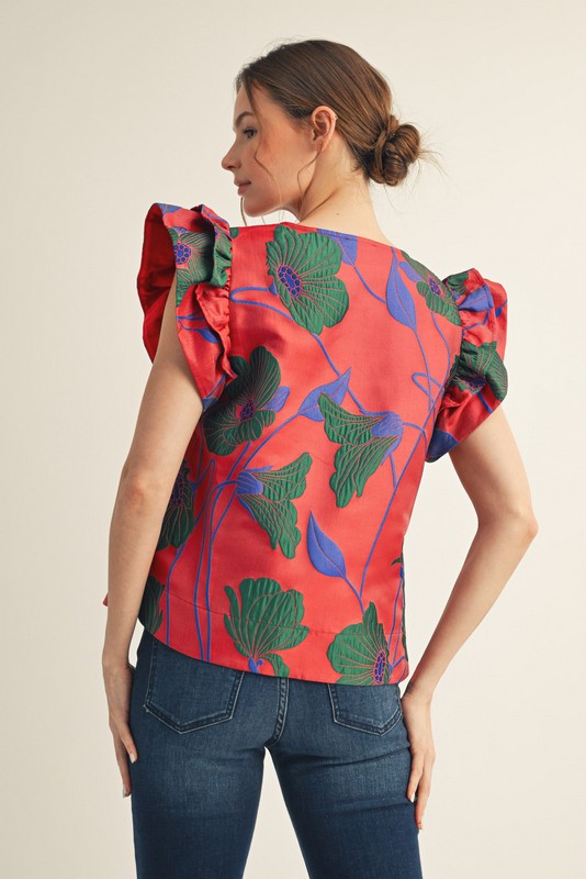 Lotus Ruffle Sleeve Top