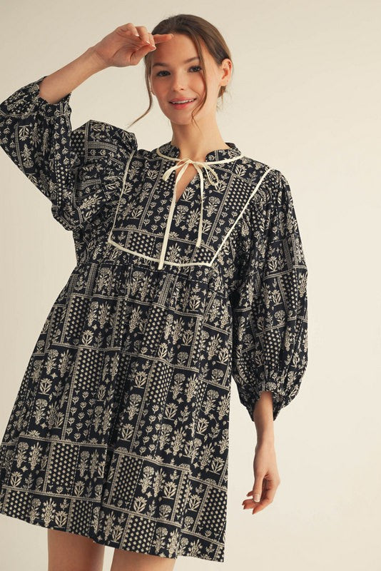 Block Printed Bib Dress