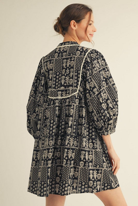 Block Printed Bib Dress
