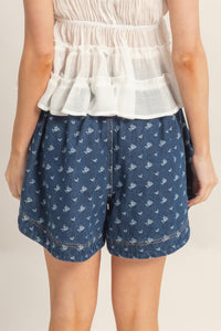 Blousy Drawstring Denim Shorts