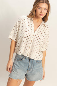 Becky Polka Dot Linen Top