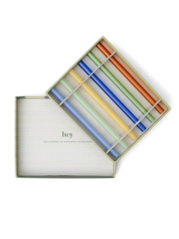 Colored Glass Straws Set/6
