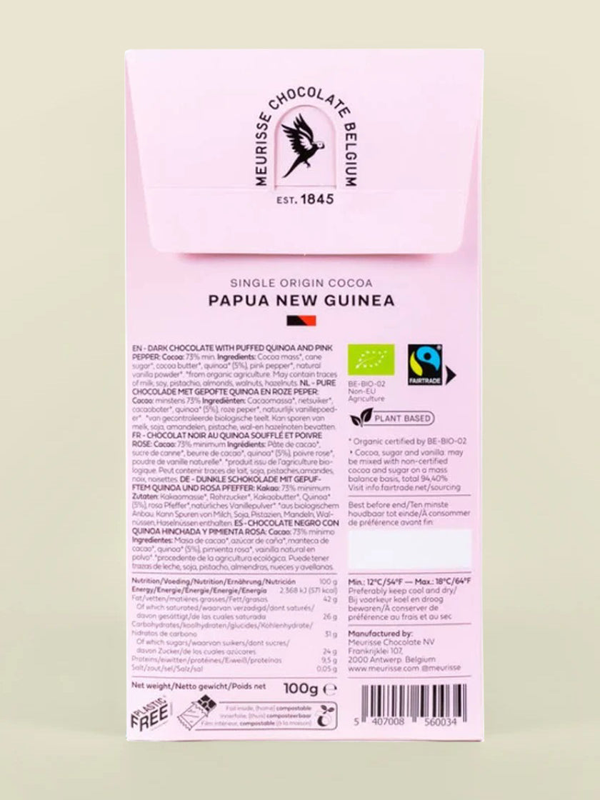 Puffed Quinoa & Pepper Chocolate Bar