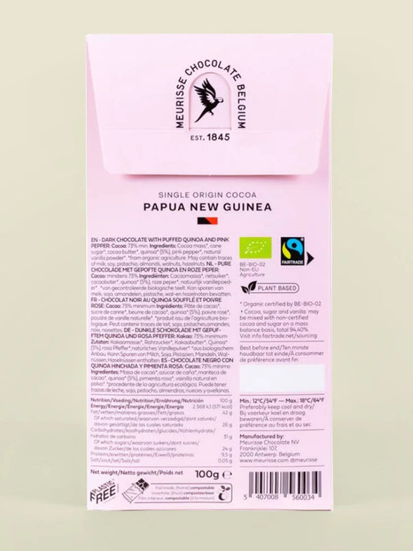 Puffed Quinoa & Pepper Chocolate Bar