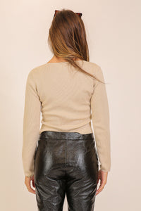 Gathered Button Cardigan