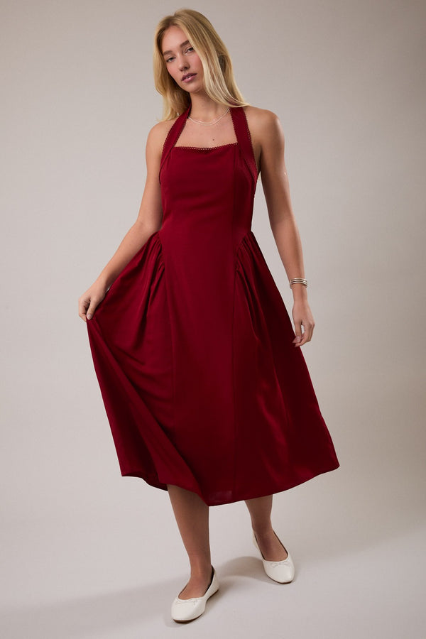 Bordeaux Halter Dress