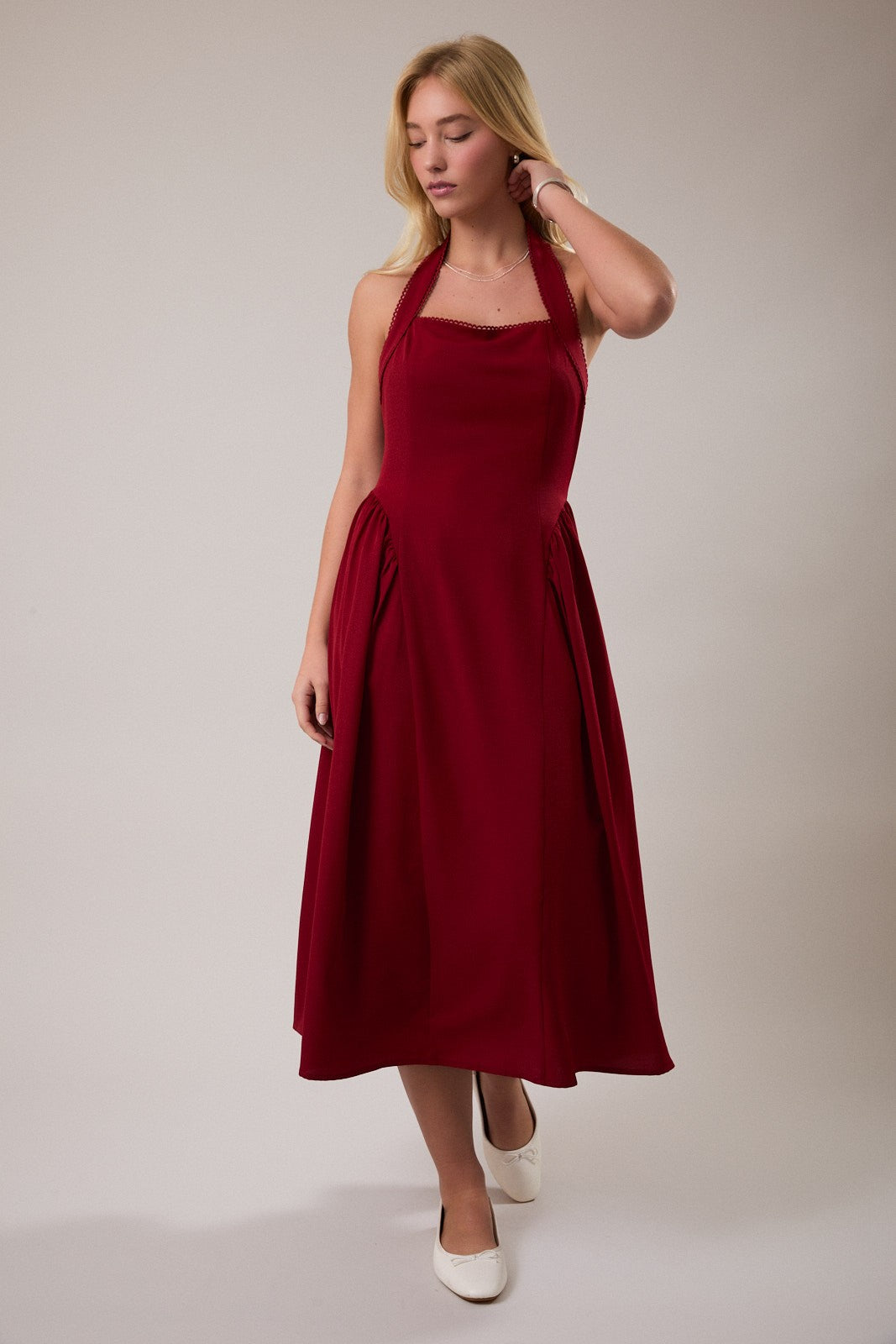 Bordeaux Halter Dress