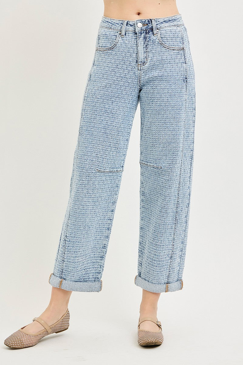 Pointelle Textured Barrel Denim