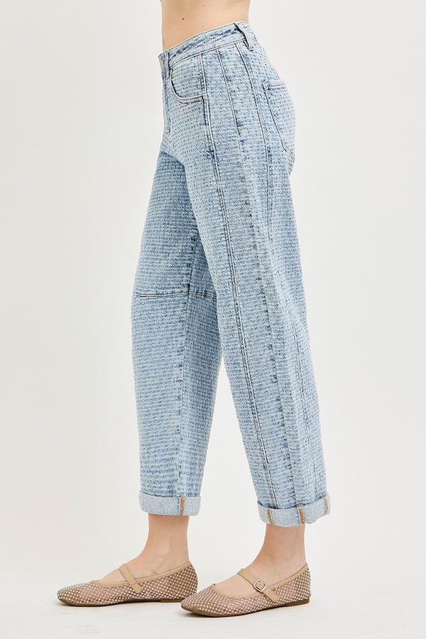 Pointelle Textured Barrel Denim