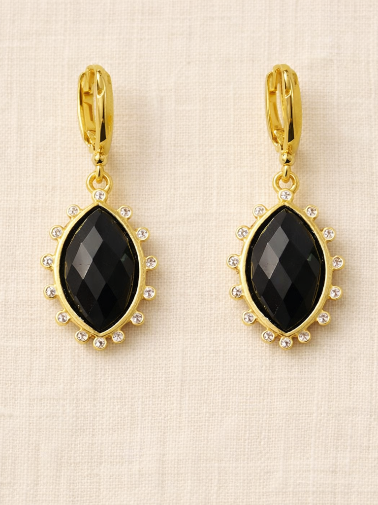 Black Agate 18K Earrings