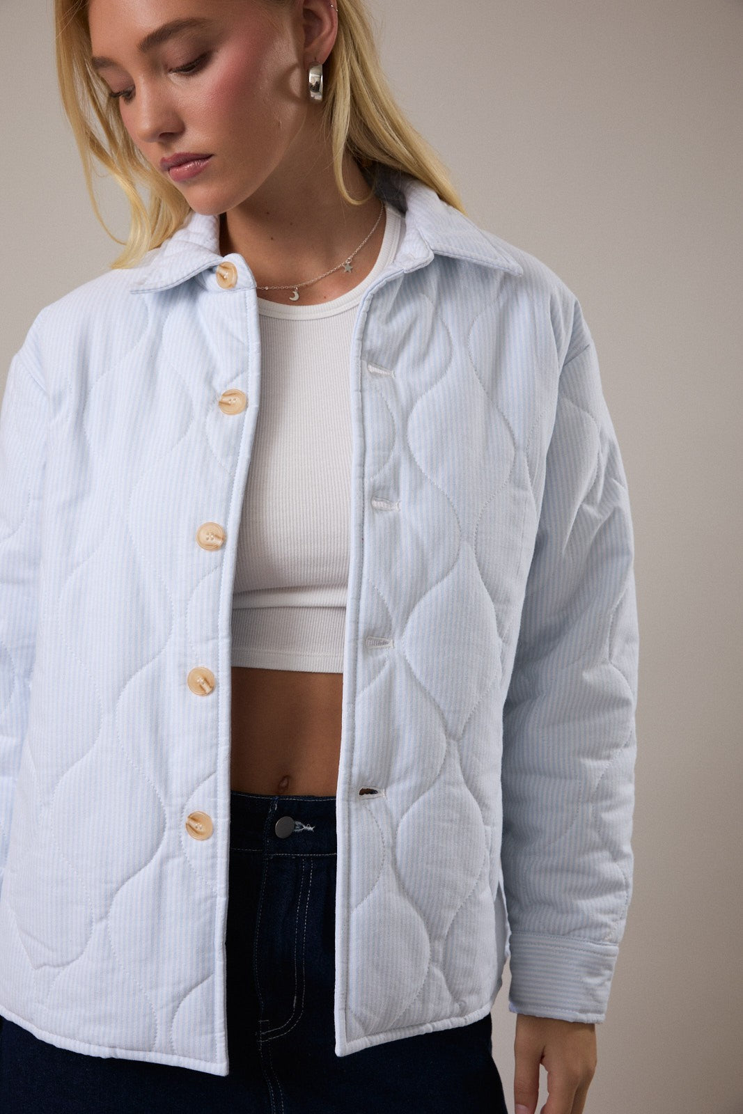 Chambray Quilted Coat