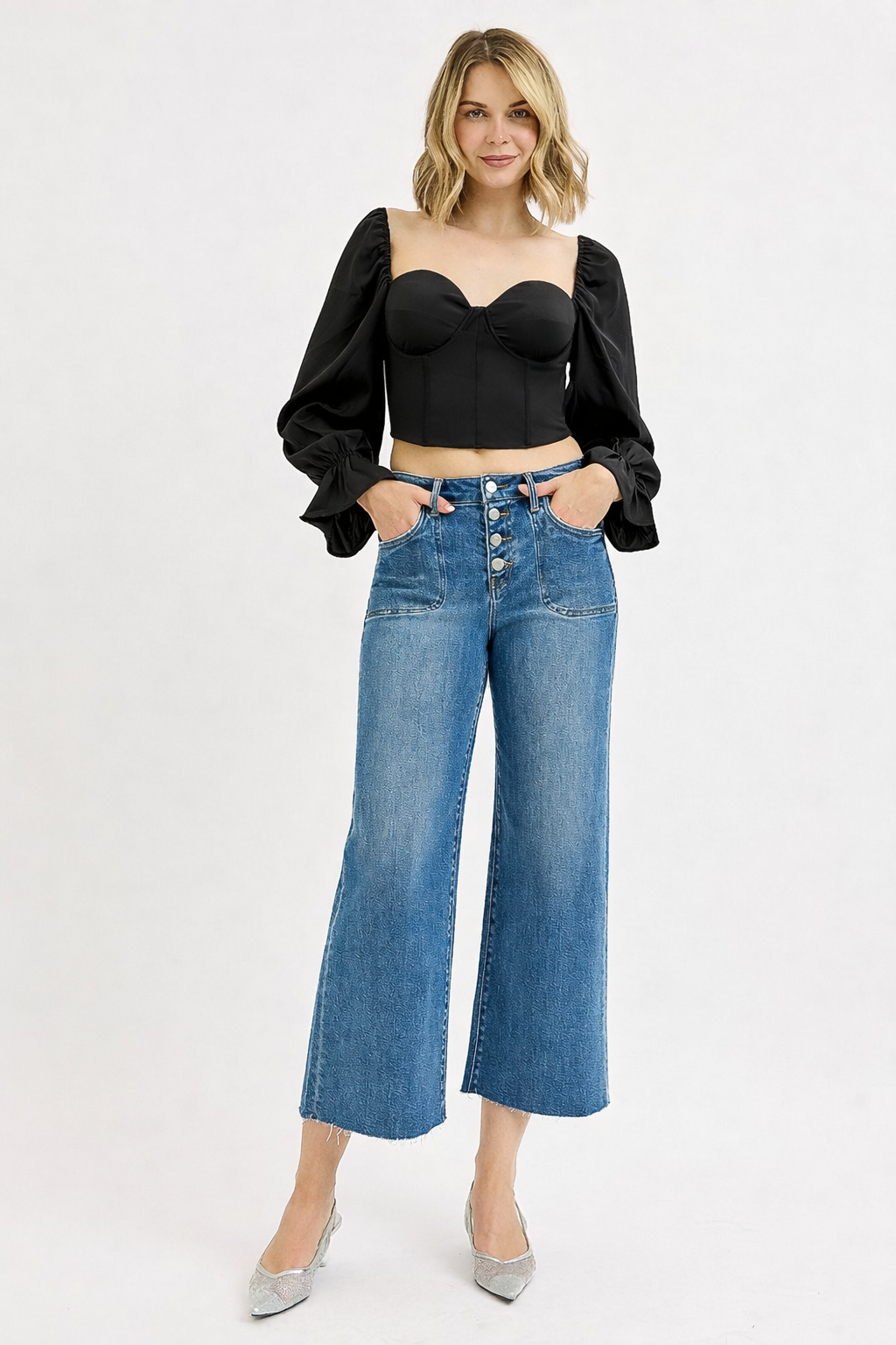 Showla High-Rise Button Fly Denim