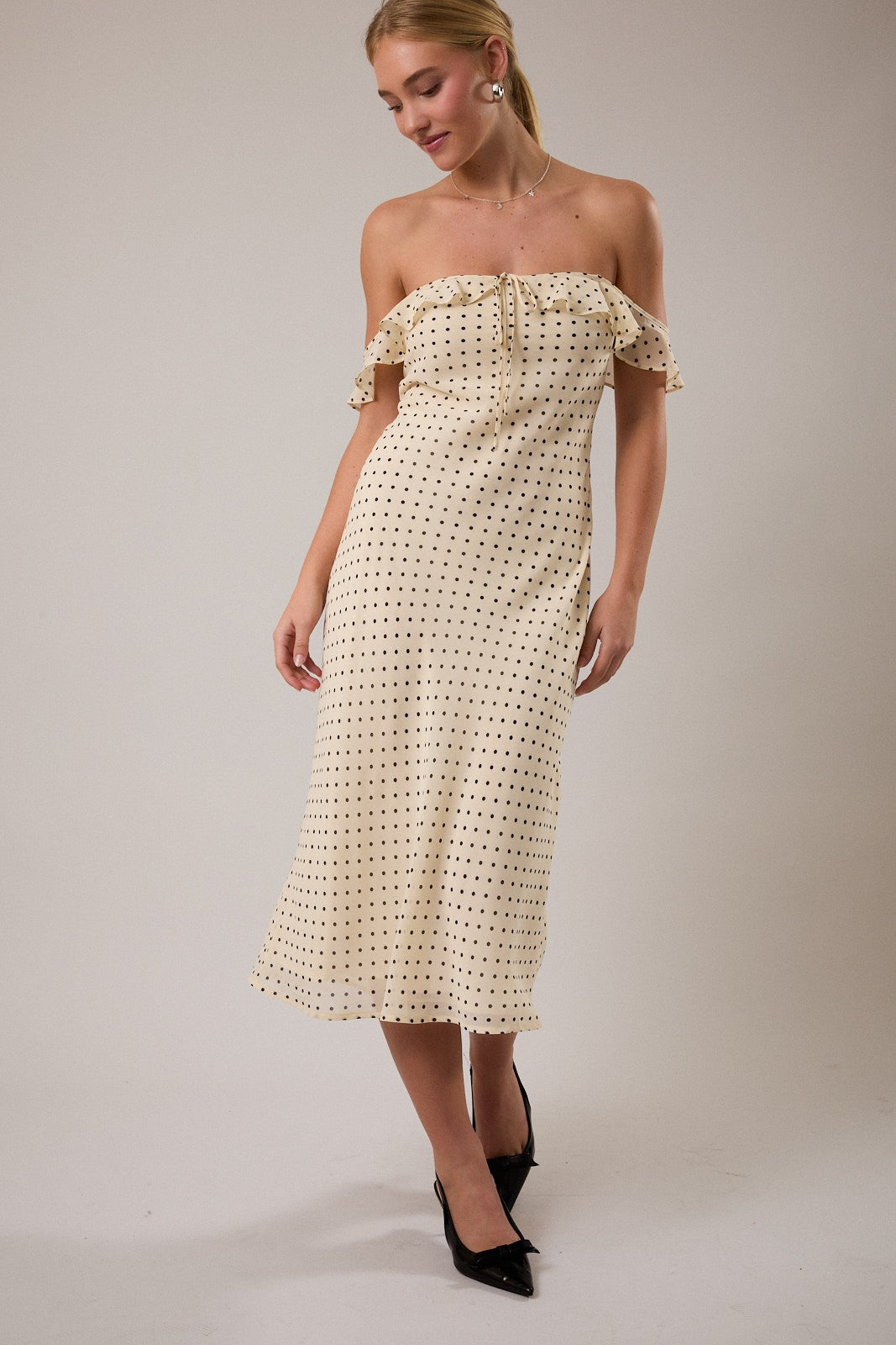 Flutter Strap Polka Dot Dress