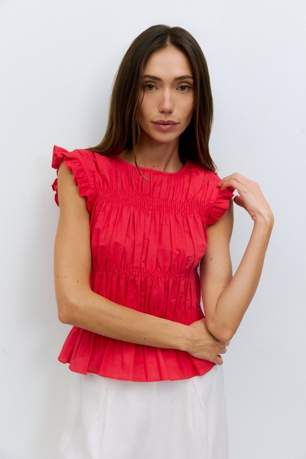 Nora Cotton Linen Smocked Top