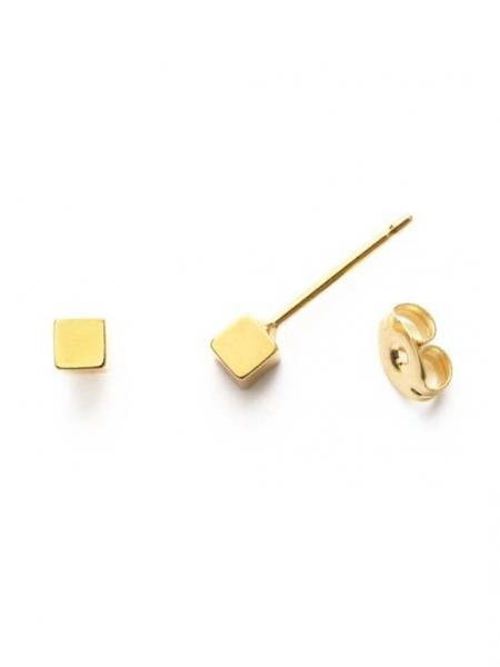 24k Gold Plate Cube Post Earrings