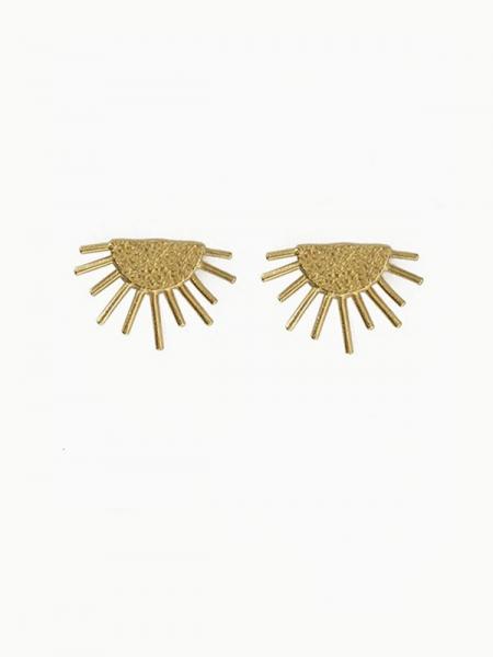 Brass Sun Post Earrings