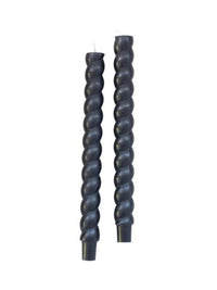 Set of 2 Twisted Taper Candles  - Black