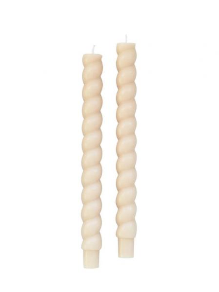 Set of 2 Twisted Taper Candles  - Cream