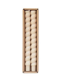 Set of 2 Twisted Taper Candles  - Cream
