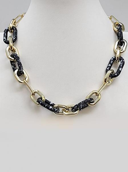 Splatter Coated Chain Necklace - Blk